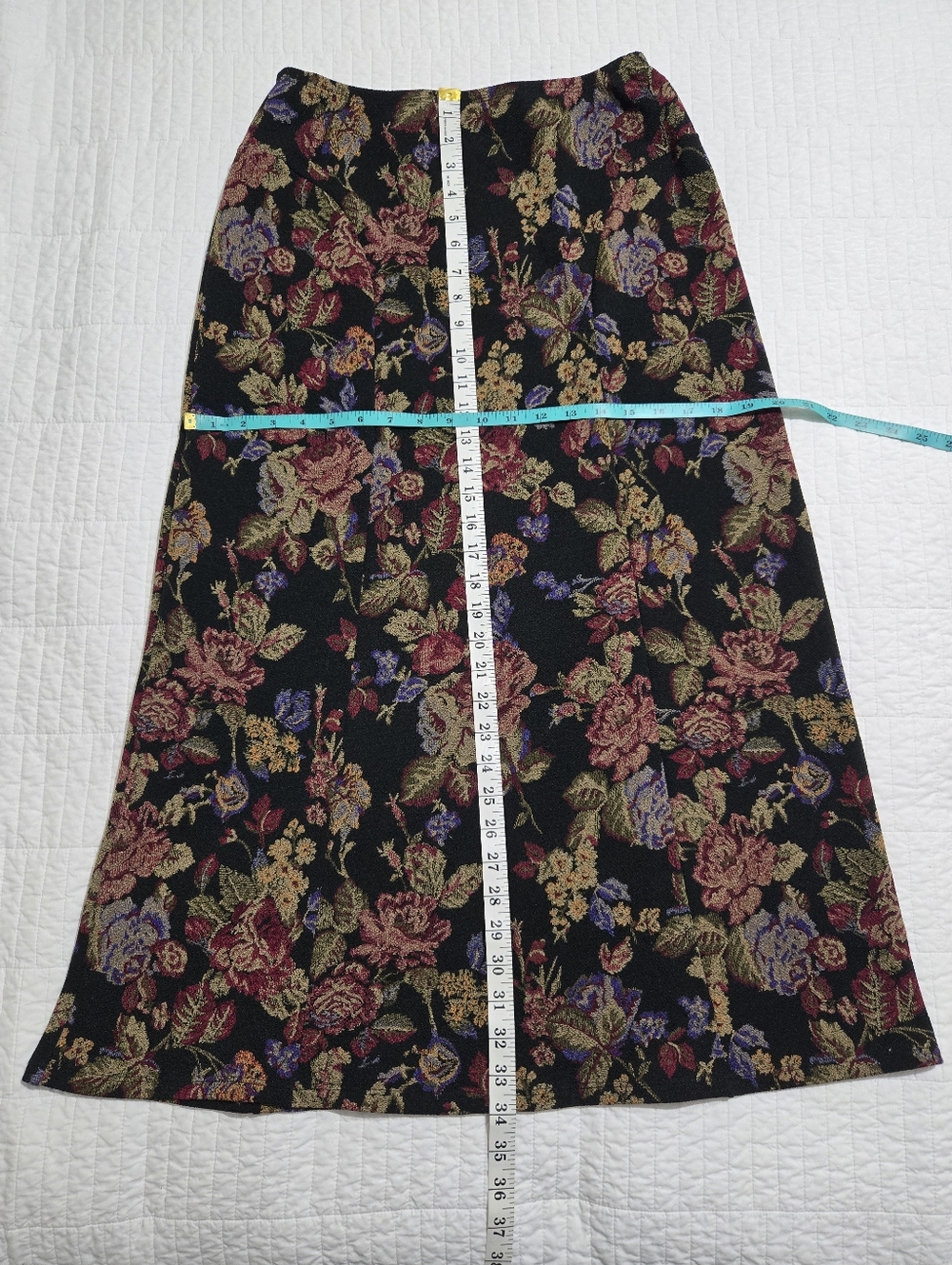 Floral Jacquard Black Maxi Skirt with Pink & Purple Blooms - Picture 4 of 5